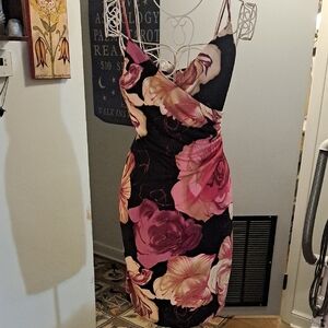 90s Y2k Bodycon Floral Spaghetti Strap Dress, Sz M